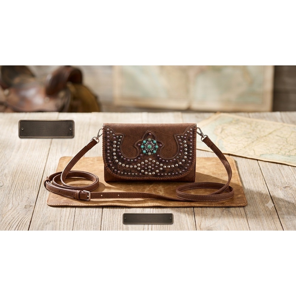 American Bling Crossbody Bag Womens Small Brown Excellent